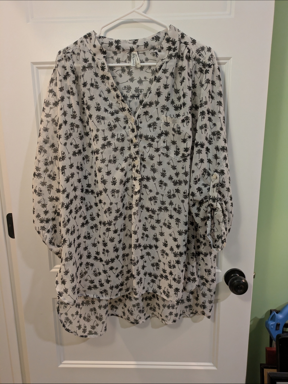 Live 4 Truth White Blouse with Black Botanical Print